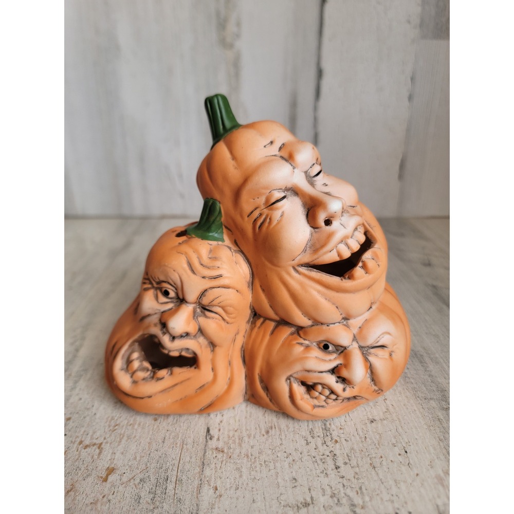 Unique vintage pumpkin jack o lantern anthropomorphic Halloween candle holder